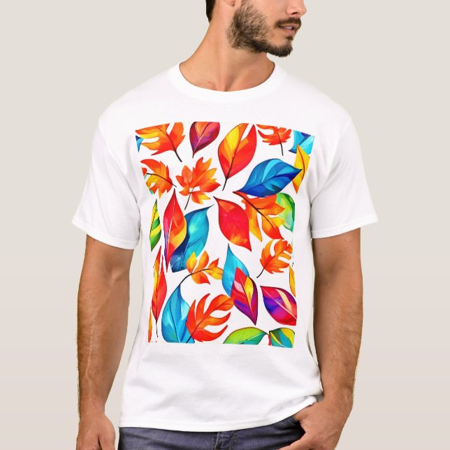 Autumn Leaves Abstract Pattern T-Shirt (Front)