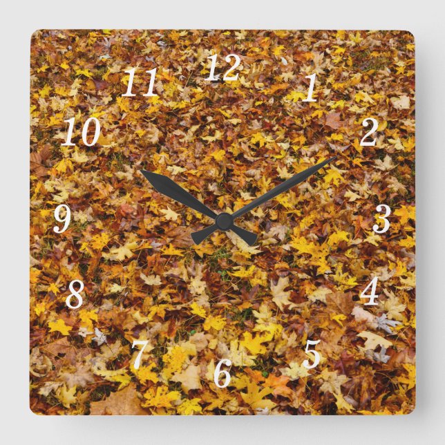 Autumn Leaves Abstract Wall Clock (Front)