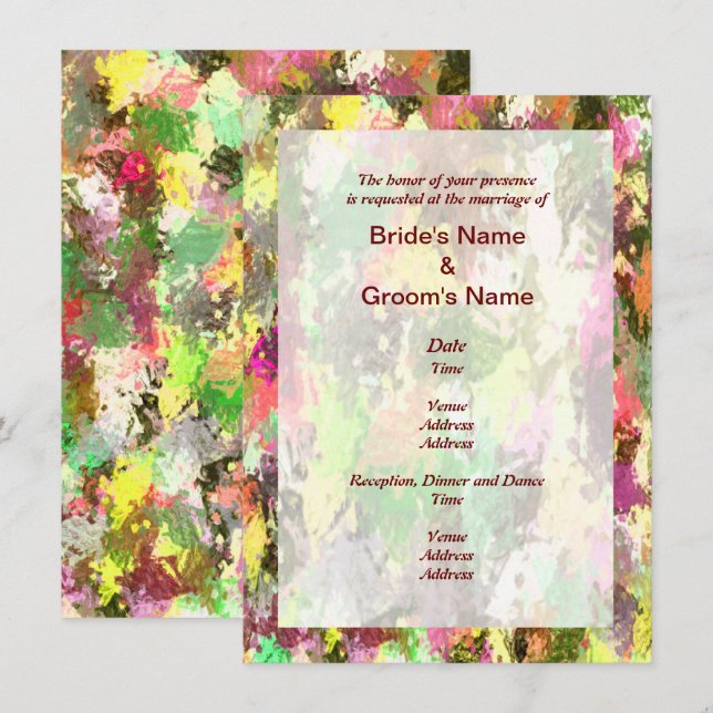 Autumn Leaves Abstract Wedding Invite (Front/Back)