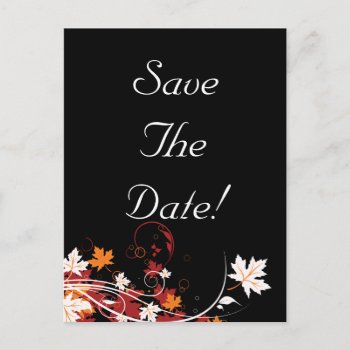 Autumn Leaves Abstract Wedding Save The Date Announcement Postcard by Lasting__Impressions at Zazzle