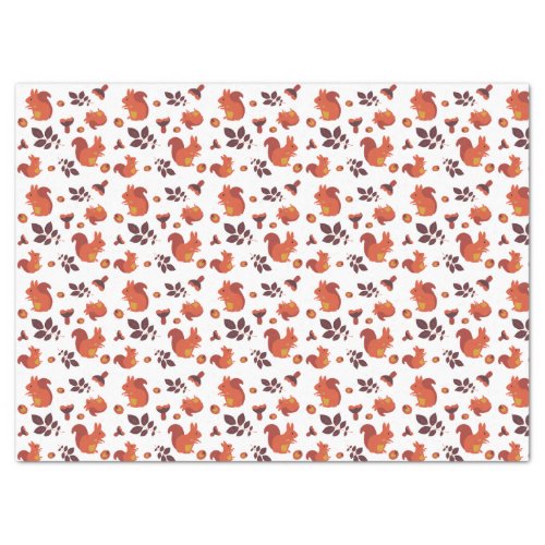 Autumn Leaves Acorn and Squirrel Pattern Tissue Paper