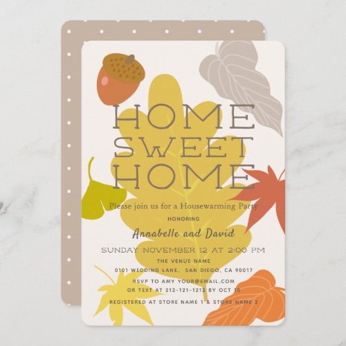 Autumn Leaves  Acorn Housewarming Invitation