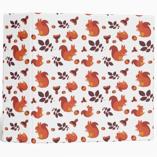 Autumn Leaves Acorns and Squirrels Pattern 3 Ring Binder