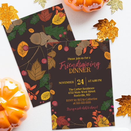 Autumn Leaves Acorns Berries Friendsgiving Dinner