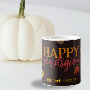 Autumn Leaves Acorns Berries Happy Friendsgiving Coffee Mug