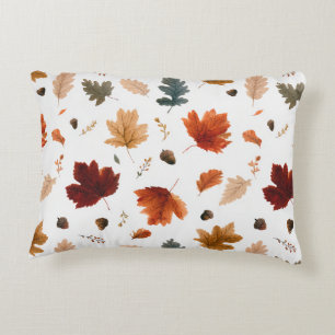 Autumn Leaves & Acorns Botanical Accent Pillow