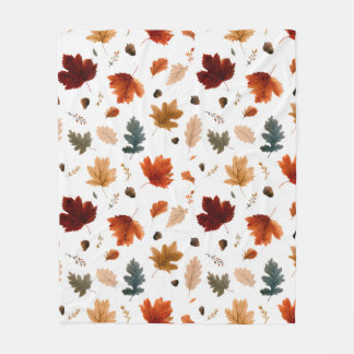 Autumn Leaves & Acorns Foliage Fleece Blanket