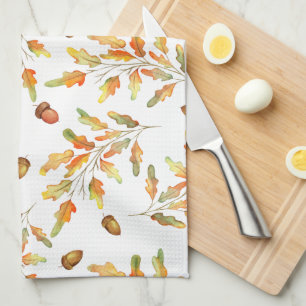 Autumn Leaves & Acorns Patterned Kitchen Towel