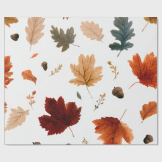 Autumn Leaves & Acorns Wrapping Paper