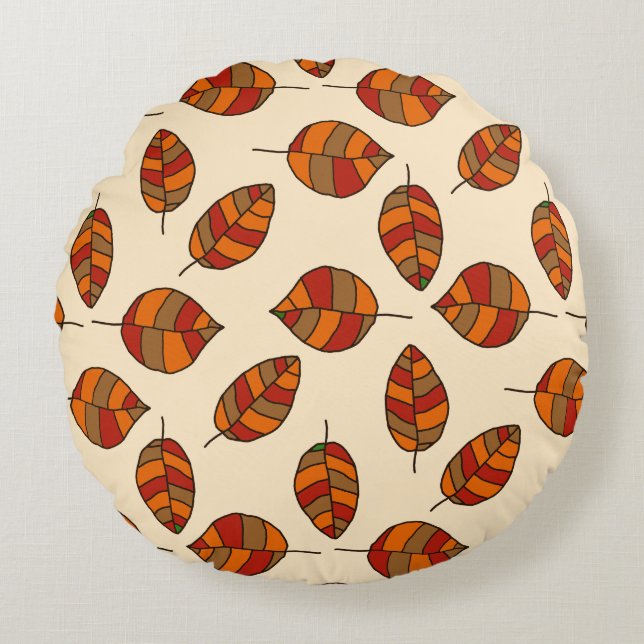 Autumn Leaves adjustable Red Leaf Pattern Round Pillow (Front)