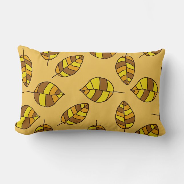 Autumn leaves adjustable yellow leaf pattern lumbar pillow (Front)