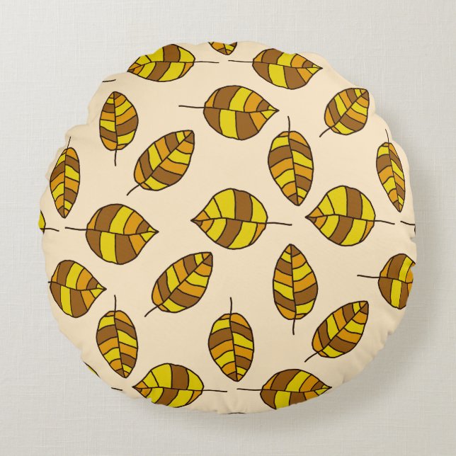 Autumn Leaves adjustable Yellow Leaf Pattern Round Pillow (Front)