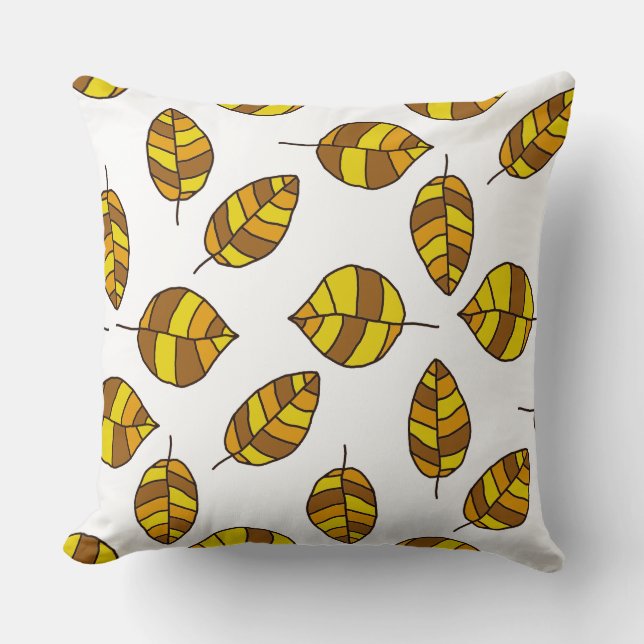 Autumn leaves adjustable yellow leaf pattern throw pillow (Front)