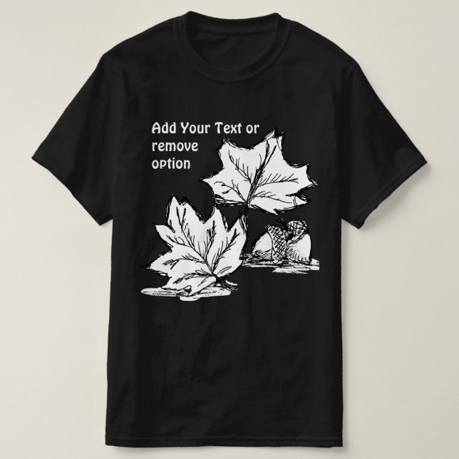Autumn Leaves and Acorn Sketch T-Shirt (Design Front)
