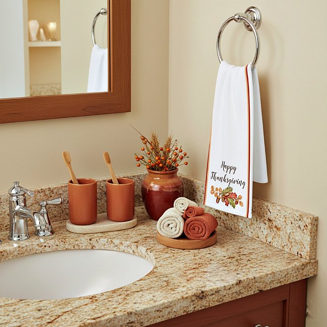 Autumn leaves and acorns custom   hand towel  (Creator Uploaded)