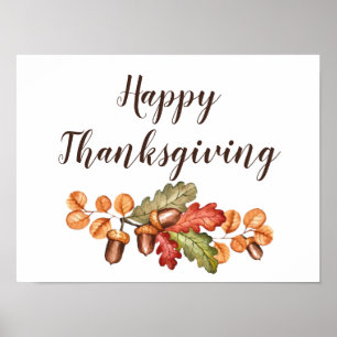 Autumn leaves and acorns custom poster