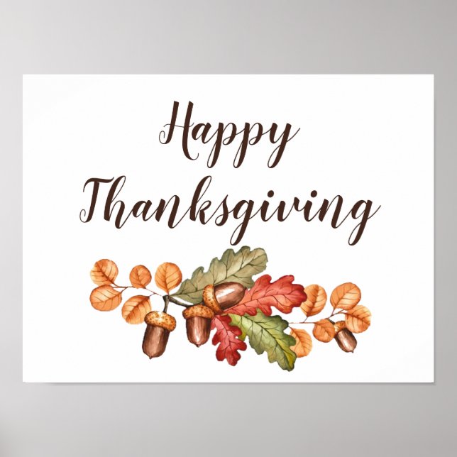 Autumn leaves and acorns custom   poster (Front)