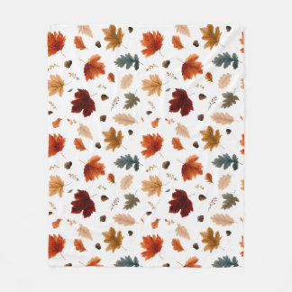 Autumn Leaves and Acorns Fall Foliage Fleece Blanket