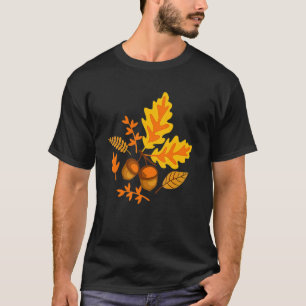 Autumn Leaves And Acorns Fall For Women Thanksgivi T-Shirt