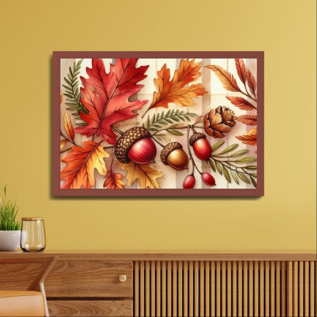 Autumn Leaves and Acorns  Framed Art (Living Room)