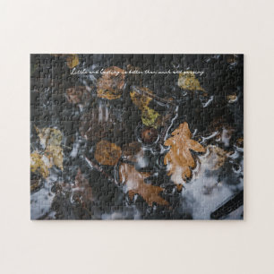 Autumn leaves and acorns in mysterious waters jigsaw puzzle