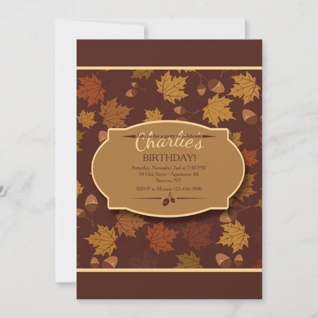 Autumn Leaves and Acorns Invitation (Front)