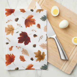 Autumn Leaves and Acorns Kitchen Towel
