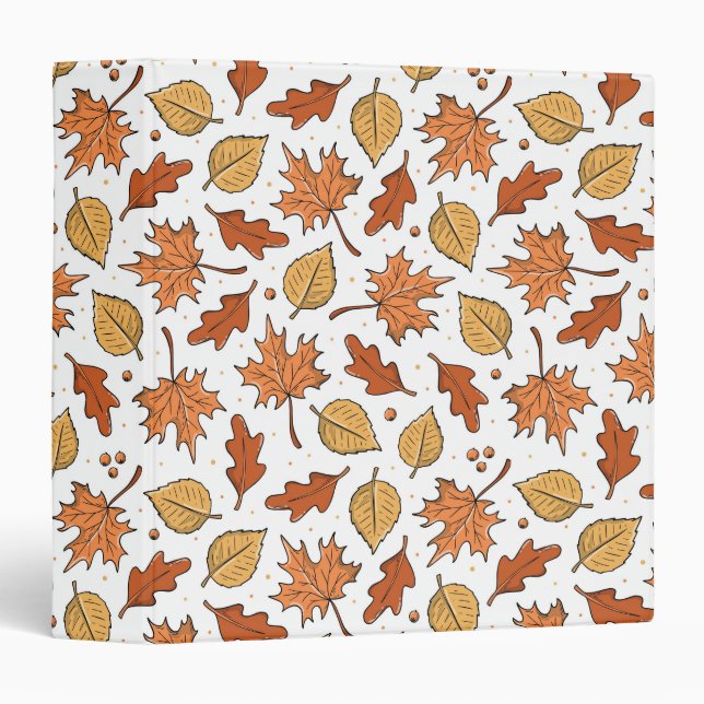 Autumn Leaves and Acorns Pattern 3 Ring Binder (Front/Spine)