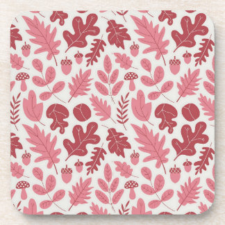 Autumn Leaves and Acorns Pattern Beverage Coaster