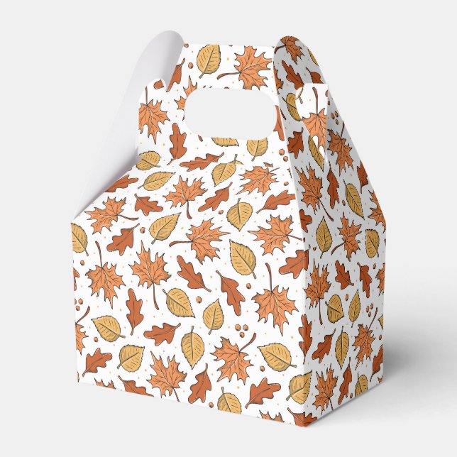 Autumn Leaves and Acorns Pattern Favor Boxes (Front Side)