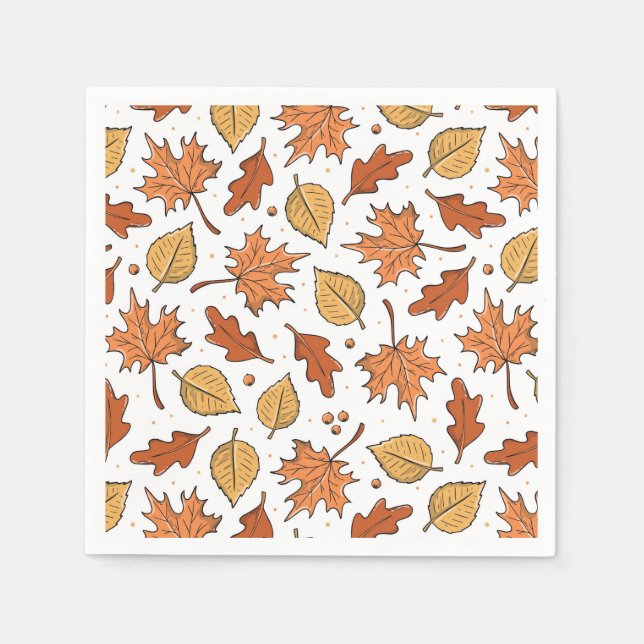 Autumn Leaves and Acorns Pattern Napkins (Front)