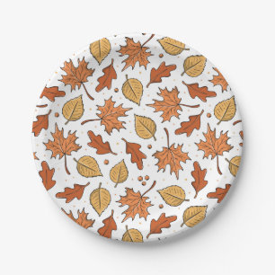 Autumn Leaves and Acorns Pattern Paper Plates
