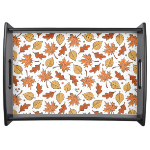 Autumn Leaves and Acorns Pattern Serving Tray
