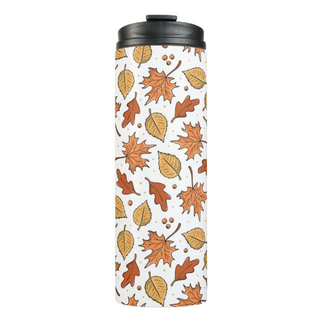 Autumn Leaves and Acorns Pattern Thermal Tumbler (Front)