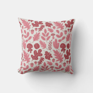 Autumn Leaves and Acorns Pattern Throw Pillow