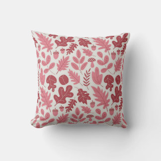 Autumn Leaves and Acorns Pattern Throw Pillow