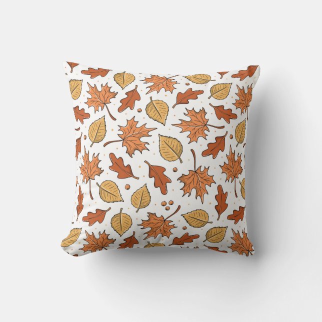 Autumn Leaves and Acorns Pattern Throw Pillow (Front)