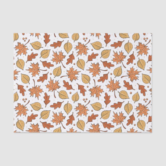 Autumn Leaves and Acorns Pattern Tissue Paper (Front)