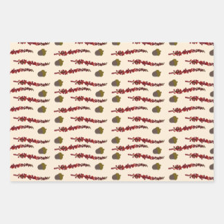Autumn leaves and acorns wrapping paper sheets