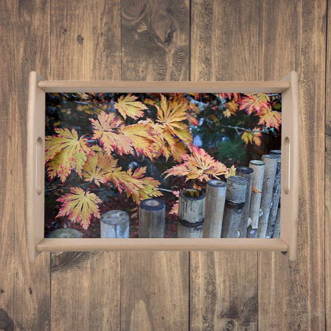 Autumn Leaves and Bamboo Photo Serving Tray (In Situ)