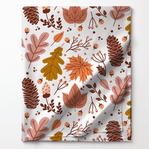 Autumn Leaves And Berries Pattern Fabric