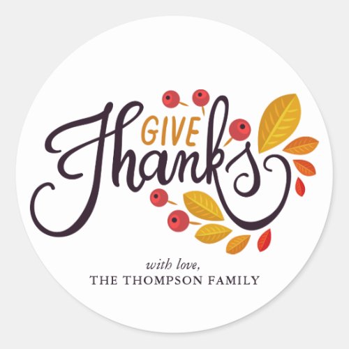 Autumn Leaves And Berries Thanksgiving Classic Round Sticker