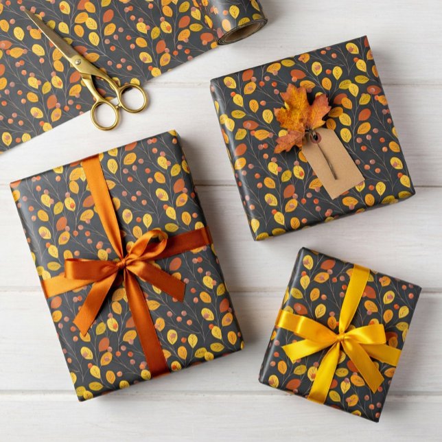 Autumn Leaves and Berries Wrapping Paper (Creator Uploaded)