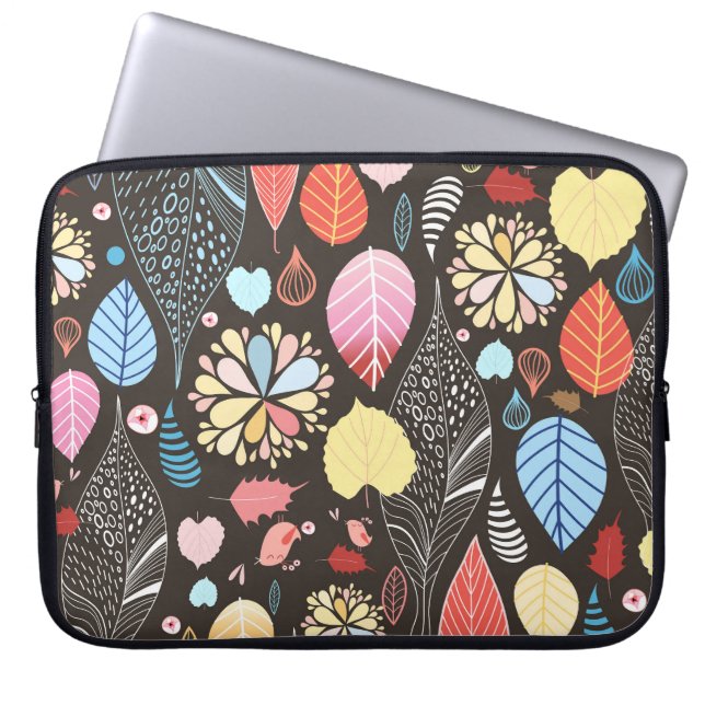 Autumn Leaves and Birds. Laptop Sleeve (Front)