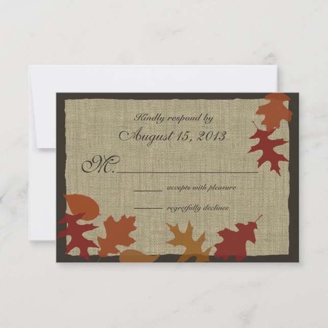 Autumn Leaves and Burlap RSVP (Front)