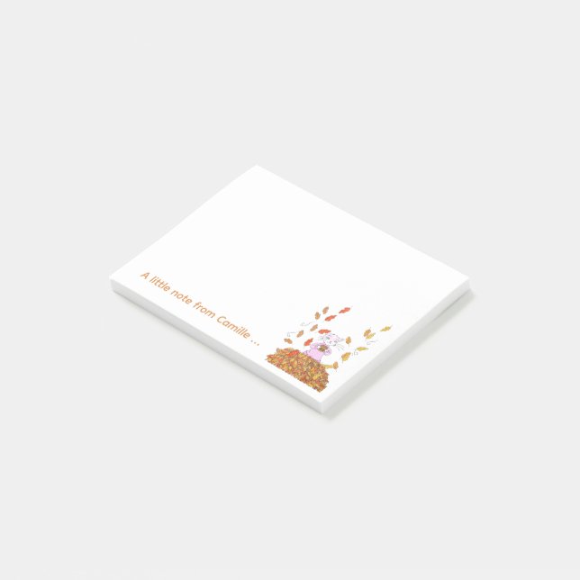 Autumn Leaves and Cat Personalized Notes (Angled)