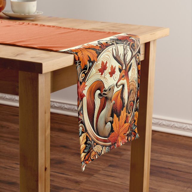 Autumn Leaves and Deer Table Runner (In Situ)