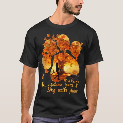 Autumn Leaves And Dog Walks Please T_Shirt