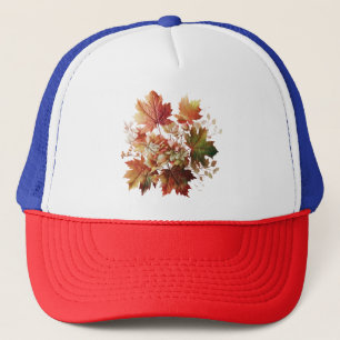 Autumn Leaves and Flowers in Fall Bouquet Art Trucker Hat