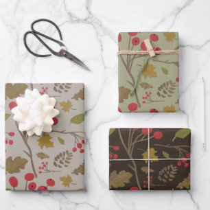Autumn leaves and foliage nature colors wrapping paper sheets